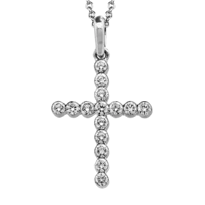 Cross Pendant in 18k Gold with Diamonds