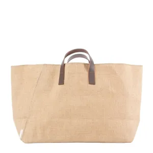 Customizable Natural Fiber & Leather Tote Bag