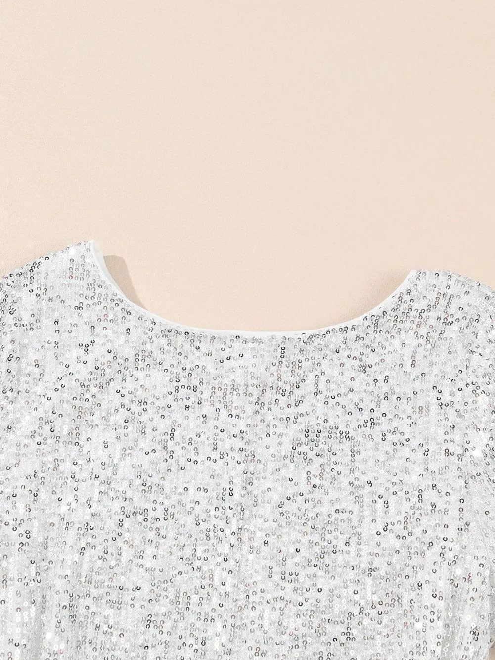 Deep V-Neck Sequined Long Sleeve Wide-Leg Jumpsuit