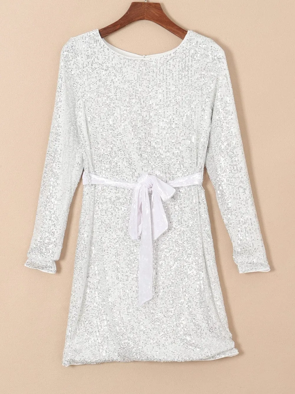 Deep V-Neck Sequined Long Sleeve Wide-Leg Jumpsuit