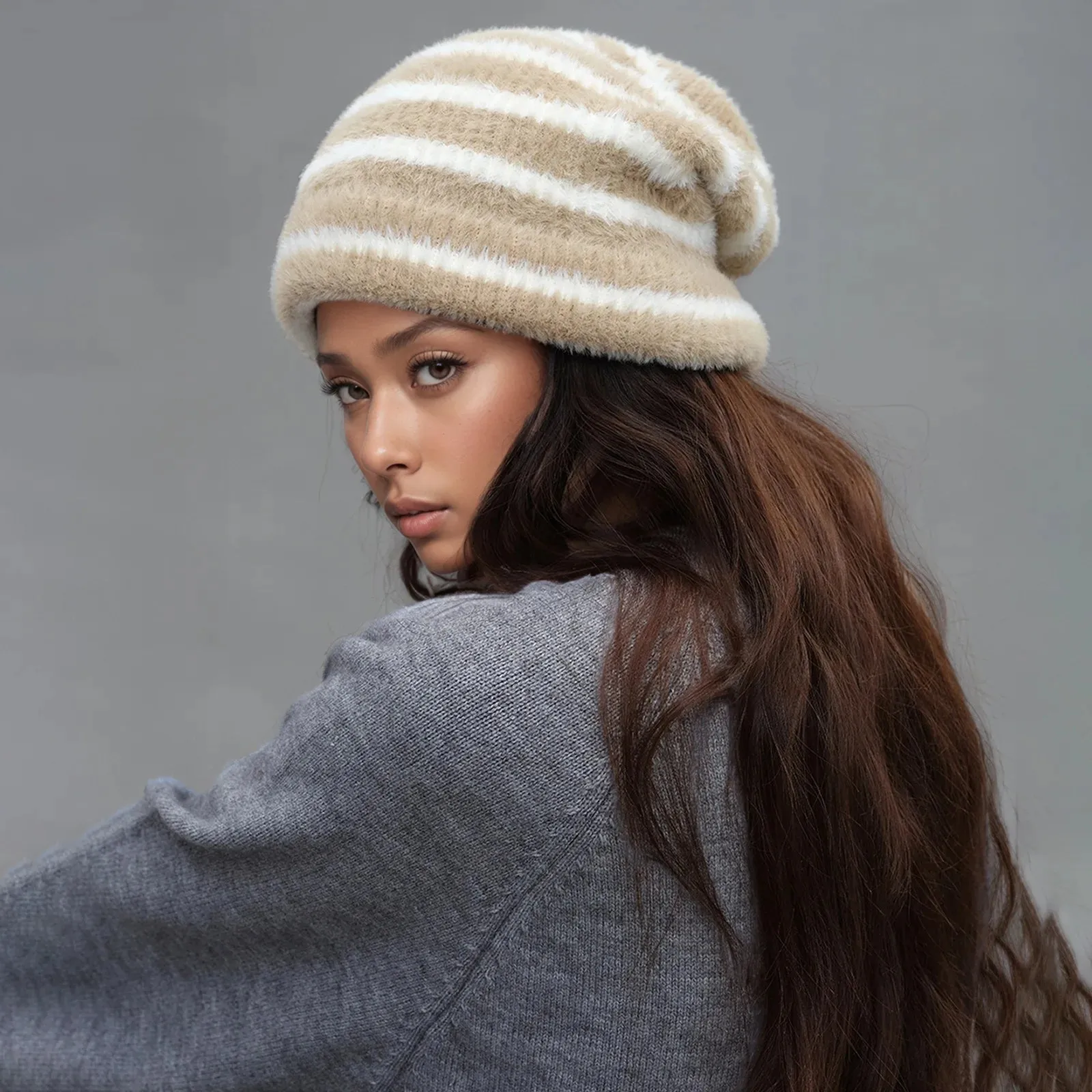 Design Autumn Winter Knitted Women Fashion Decoration Soft Hat