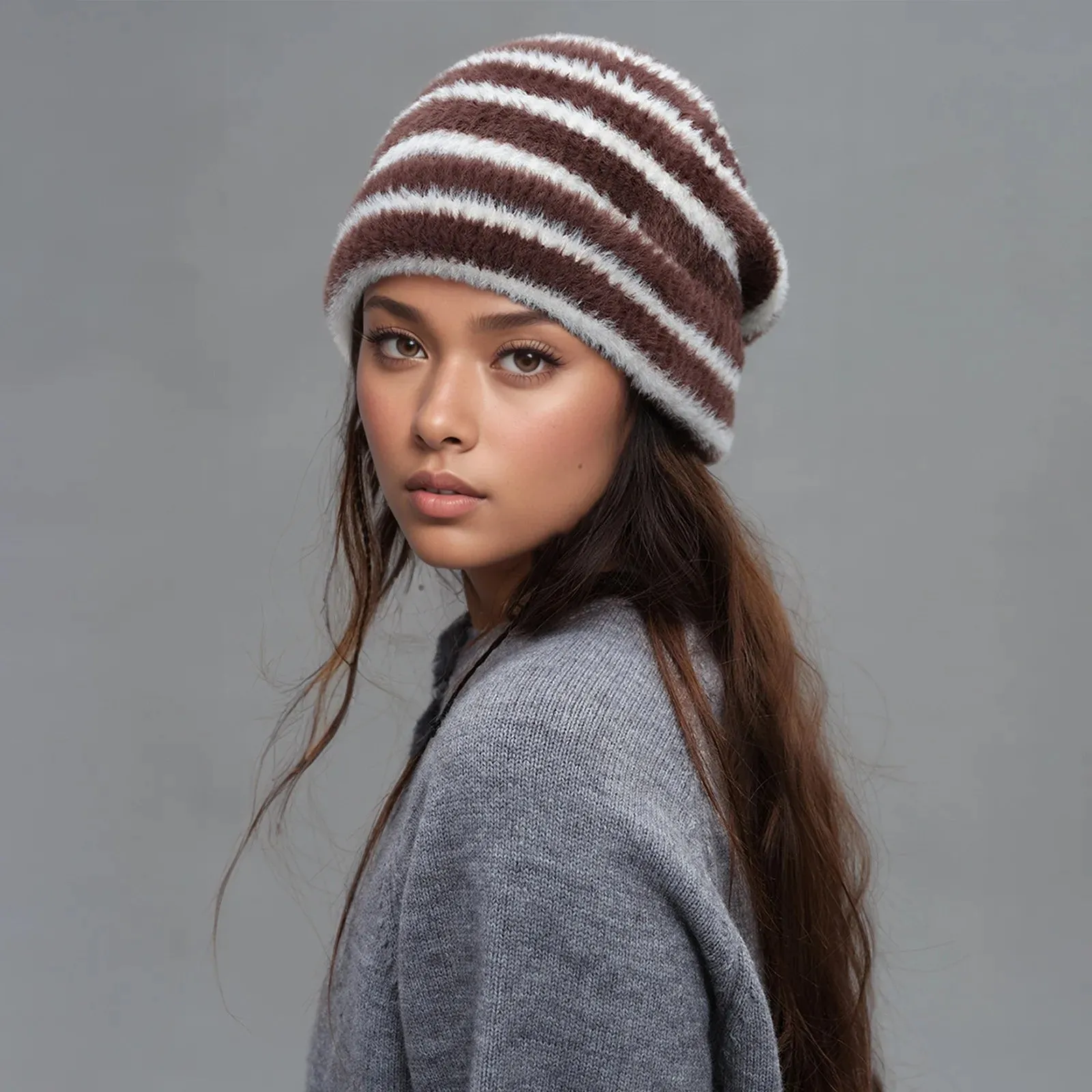 Design Autumn Winter Knitted Women Fashion Decoration Soft Hat