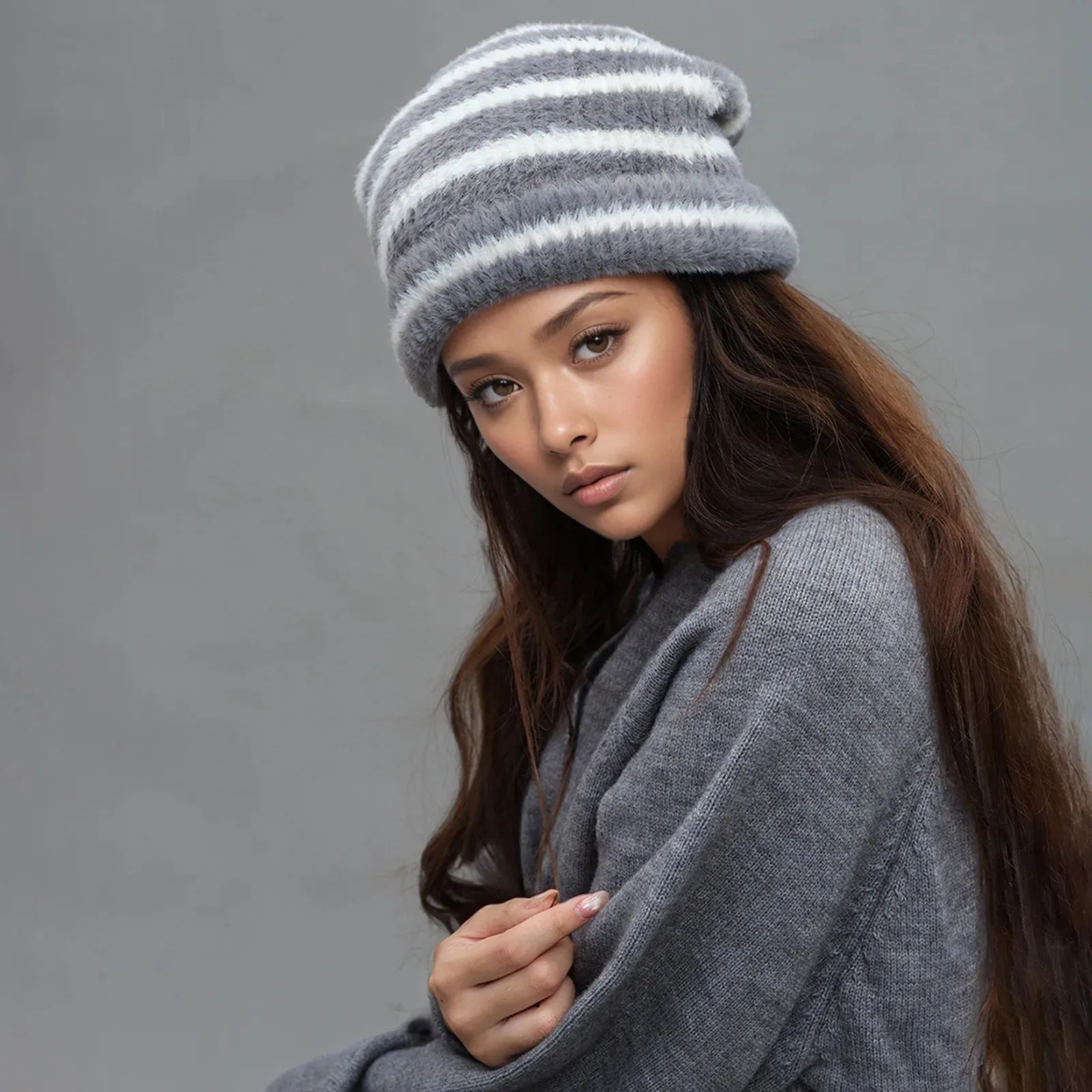 Design Autumn Winter Knitted Women Fashion Decoration Soft Hat