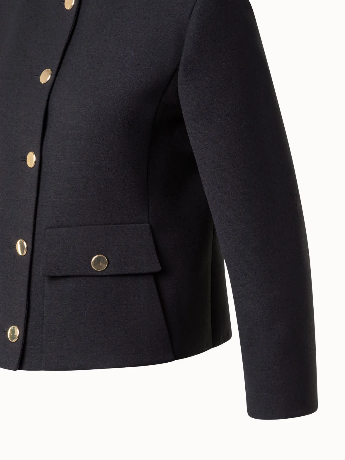 Double-Face Wool Jacket with Gold Buttons