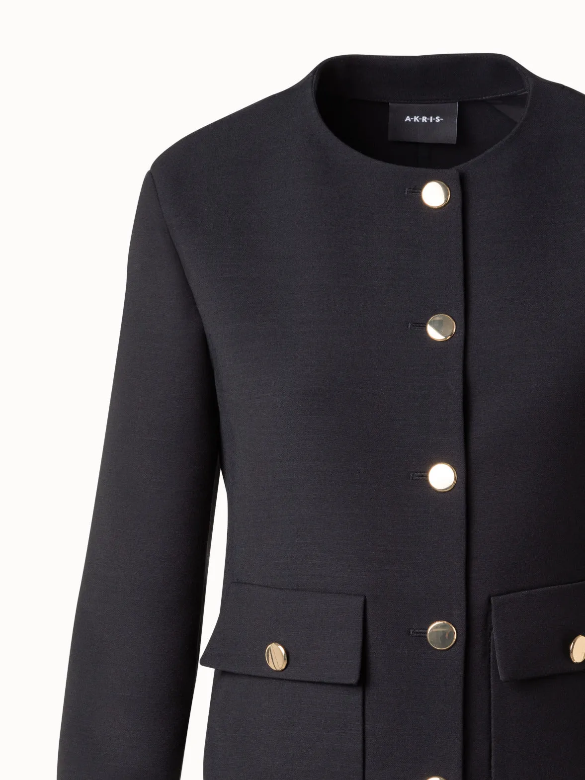 Double-Face Wool Jacket with Gold Buttons