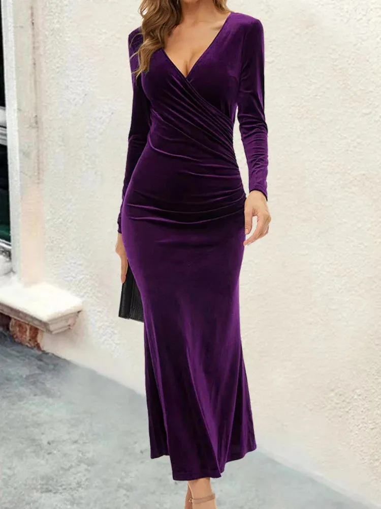 DressBetty - 2024 New Fashion Elegant Long Sleeve Sexy Evening Maxi Dress