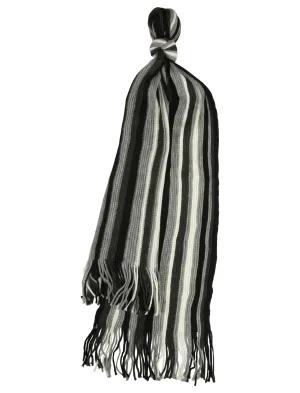Dylan Striped Cable Knitted Scarf in Black / Grey