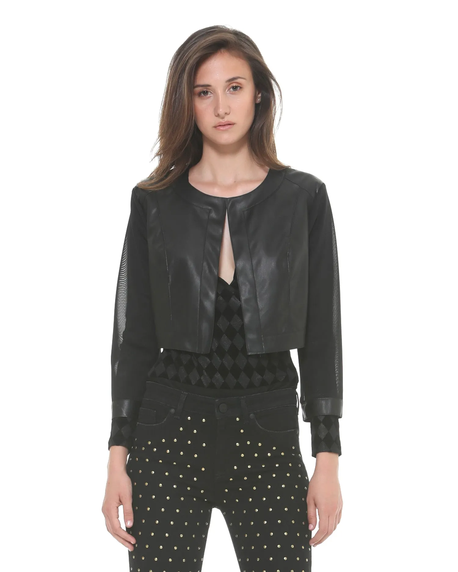 Eco-friendly leather cropped jacket