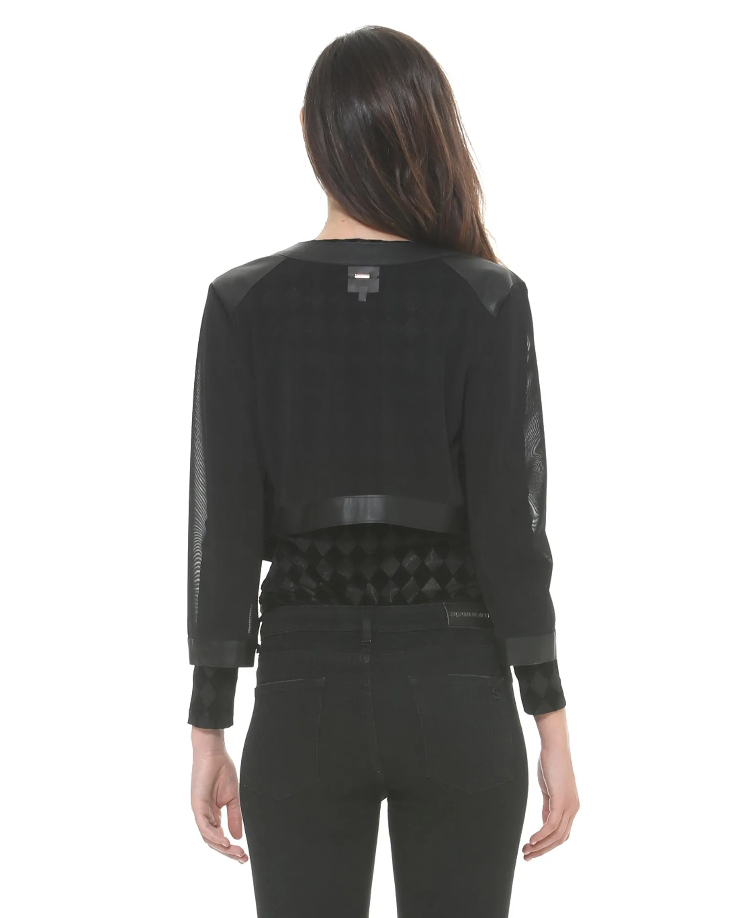 Eco-friendly leather cropped jacket