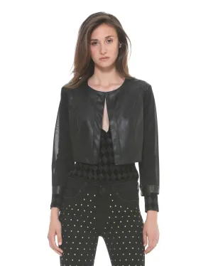 Eco-friendly leather cropped jacket