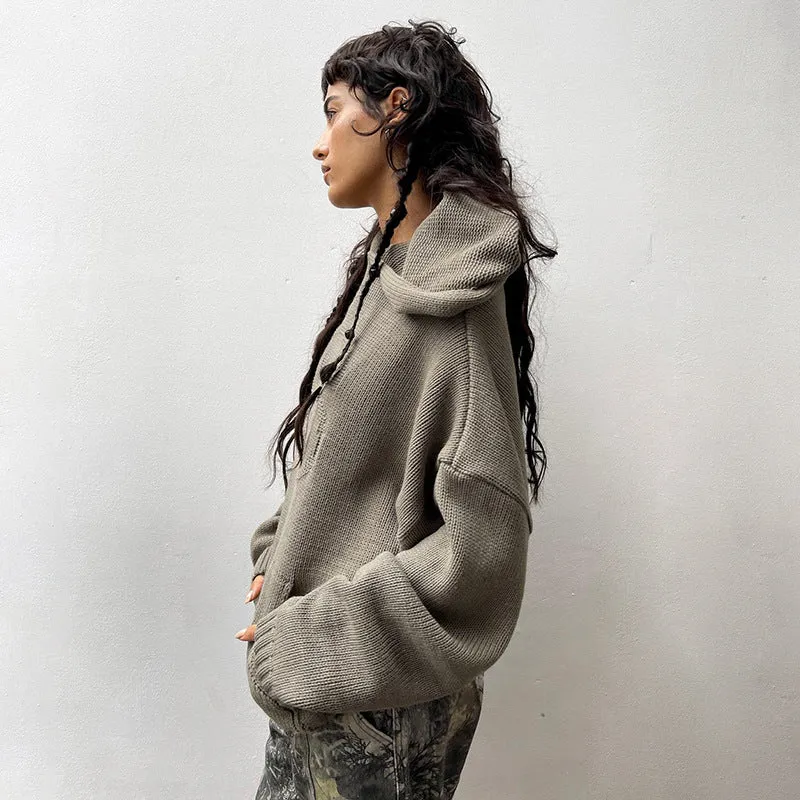 Embossed knitted hoodie