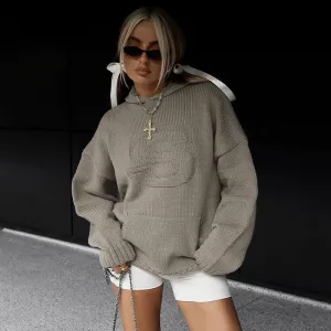 Embossed knitted hoodie