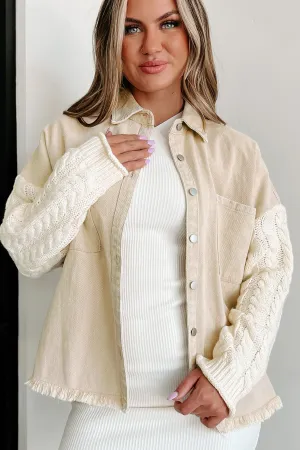 Epic Days Contrast Sleeve Shacket (Khaki)