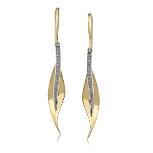 Fallen Leaves Drop Earrings in 18k Gold with Diamonds