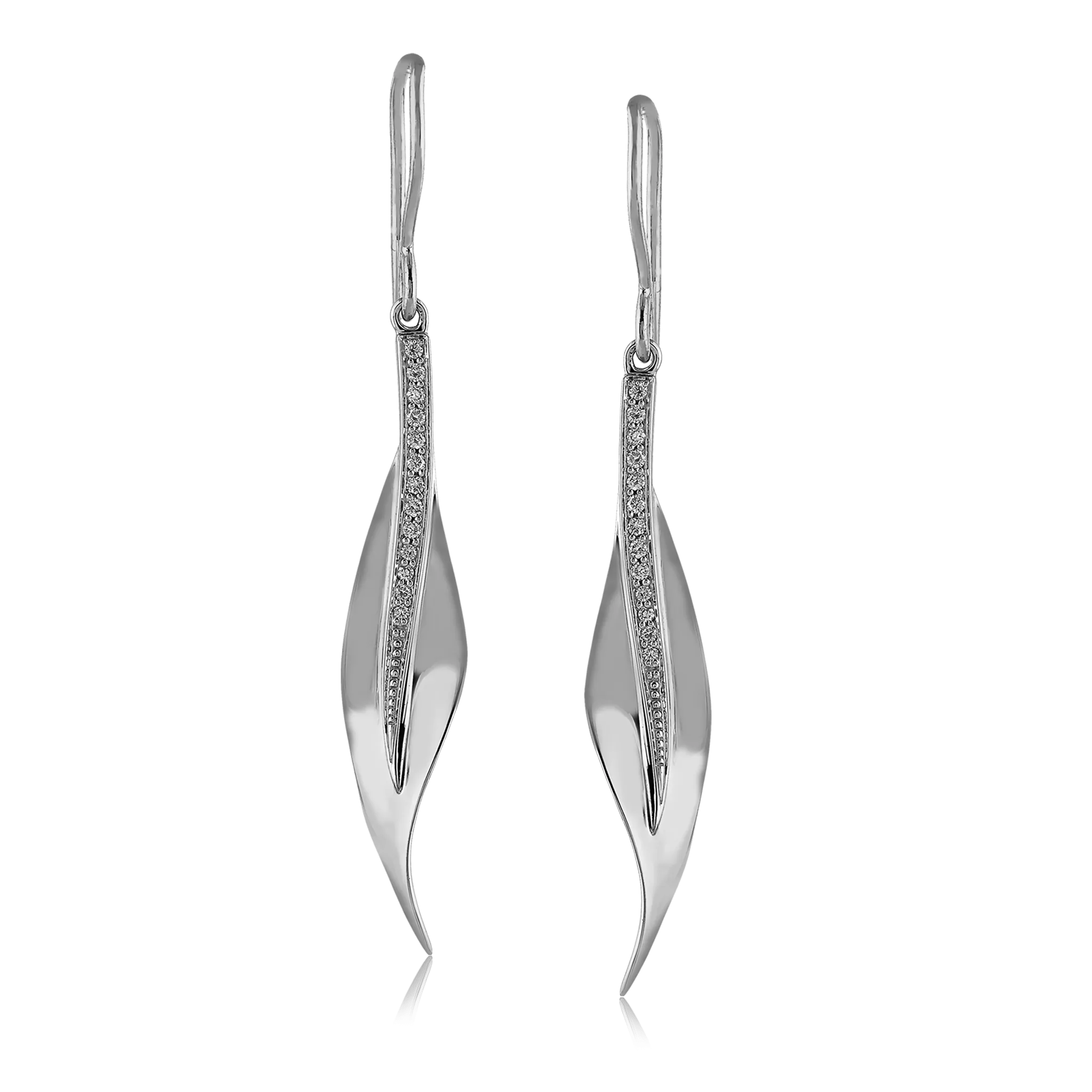 Fallen Leaves Drop Earrings in 18k Gold with Diamonds