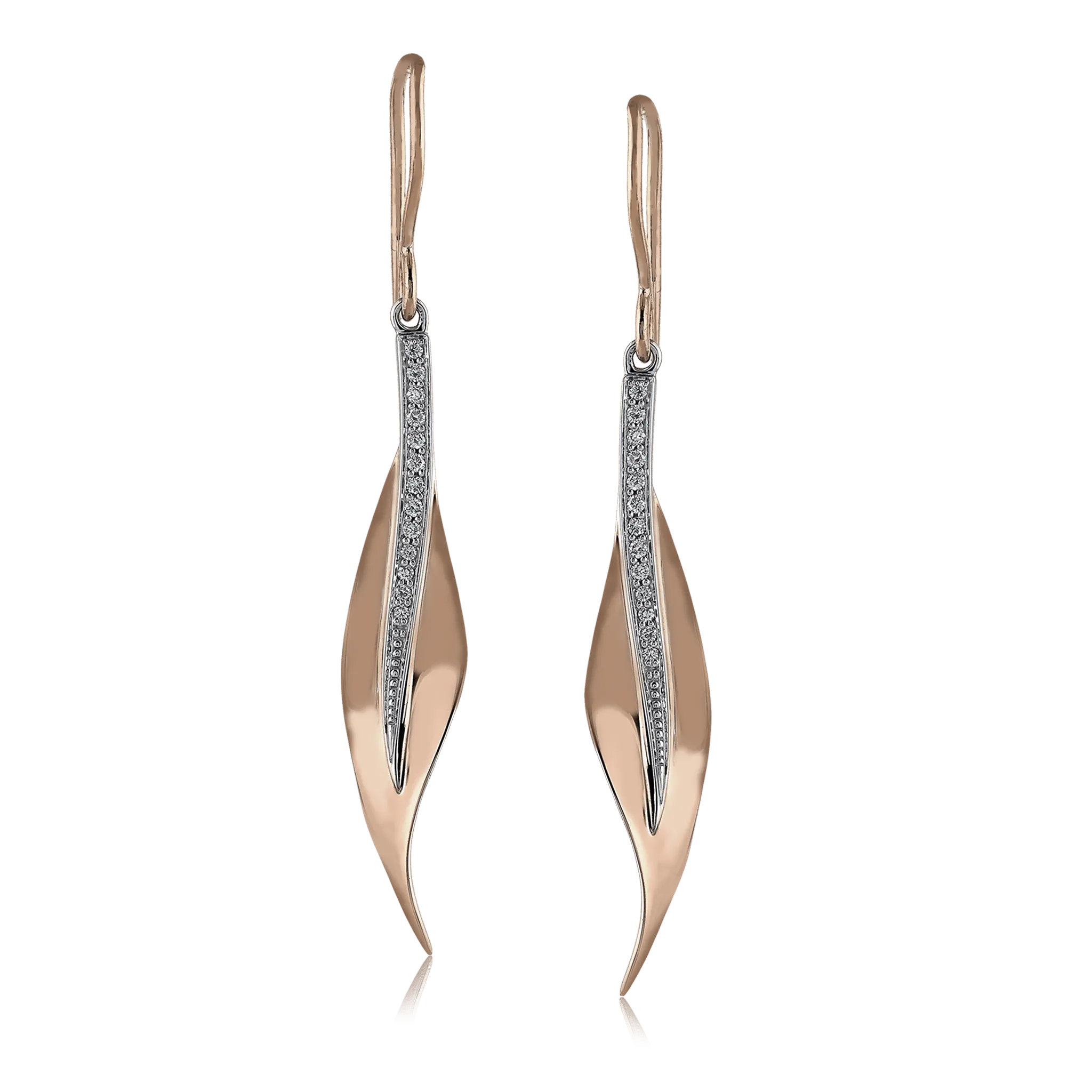 Fallen Leaves Drop Earrings in 18k Gold with Diamonds