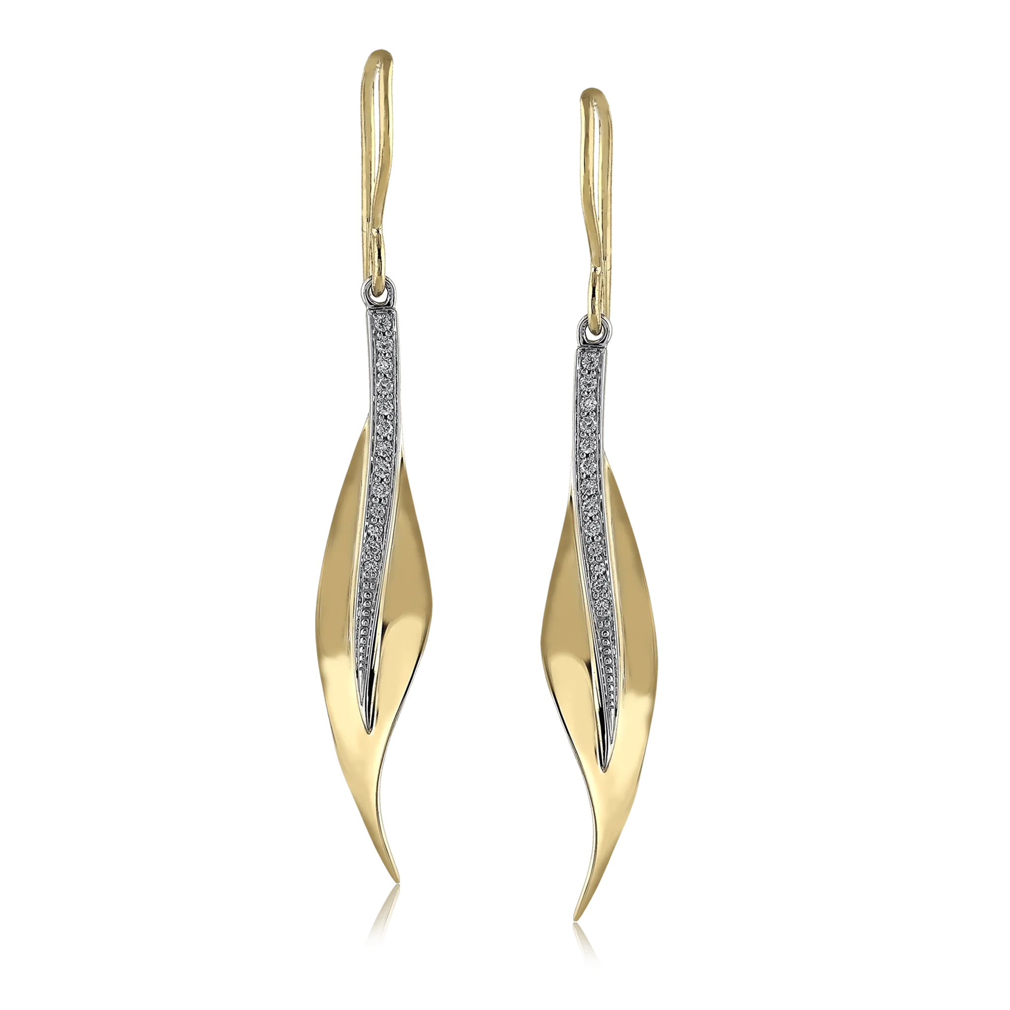 Fallen Leaves Drop Earrings in 18k Gold with Diamonds