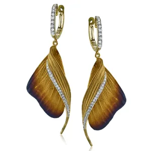 Fallen Leaves Earrings in 18k Gold with Diamonds
