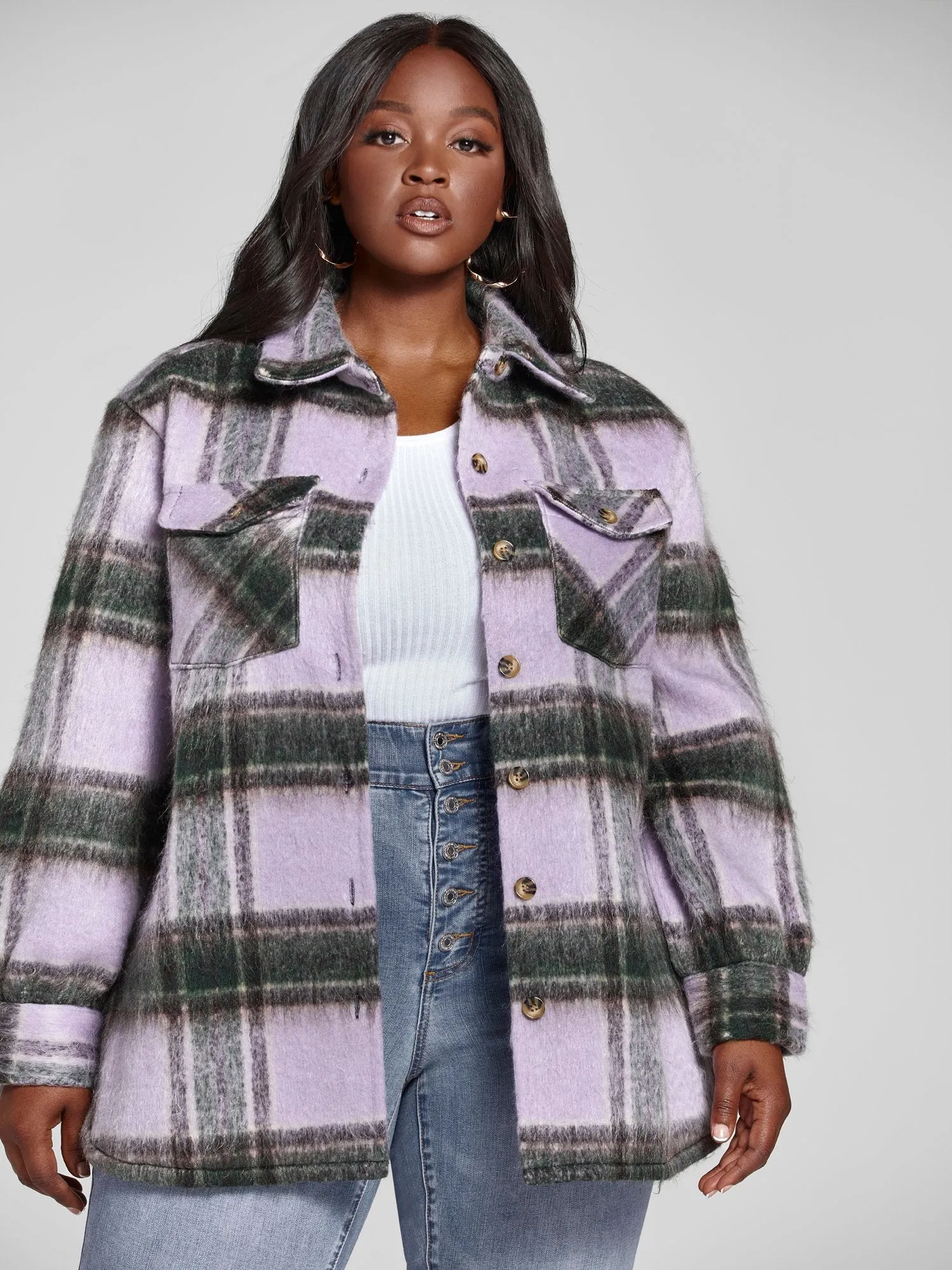 Fashion To Figure - Wendy Plaid Shirt Jacket