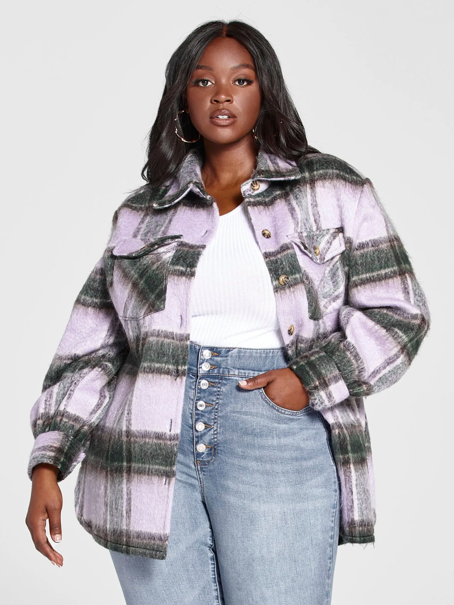 Fashion To Figure - Wendy Plaid Shirt Jacket