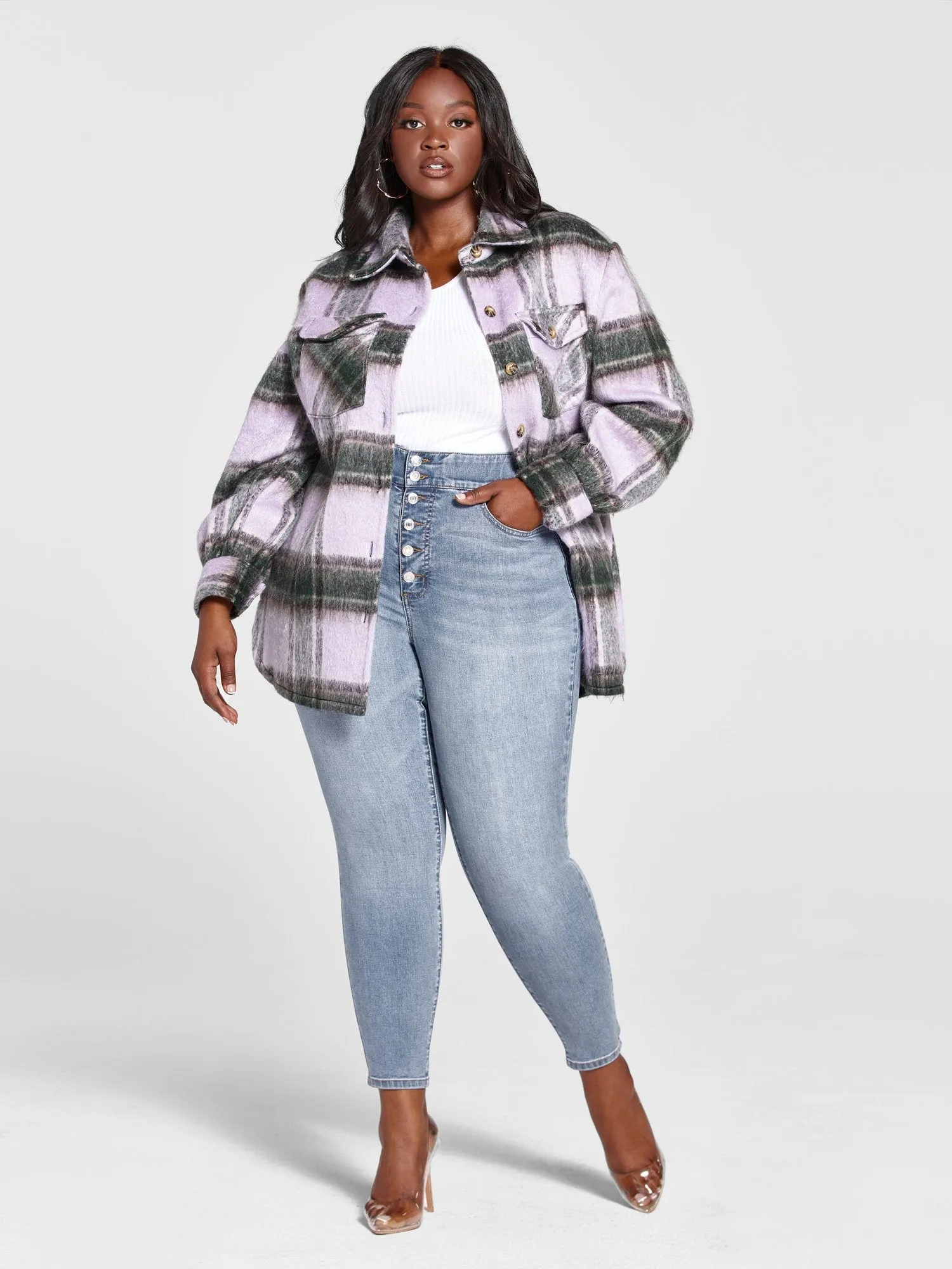 Fashion To Figure - Wendy Plaid Shirt Jacket