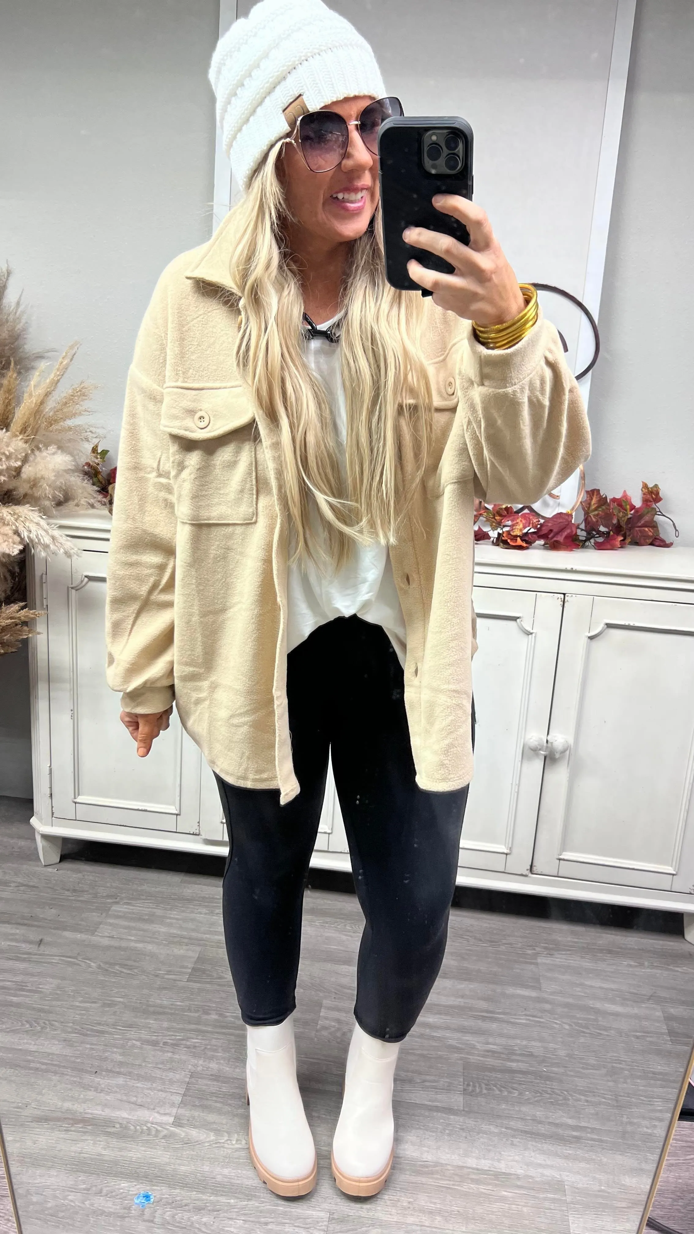 Fleece Button Up Shacket - Final Sale