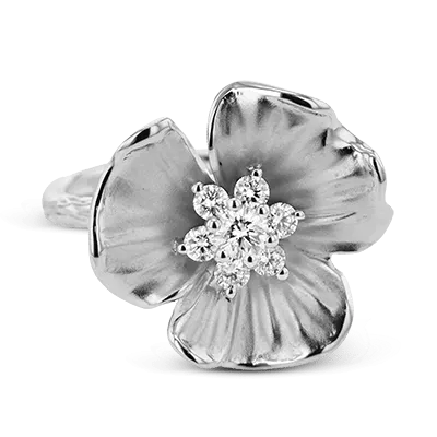 Flower Fashion Ring In 18k Gold With Diamonds