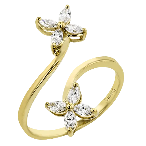 Flower Fashion Ring in 18k Gold with Diamonds