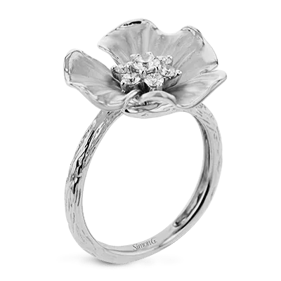 Flower Fashion Ring In 18k Gold With Diamonds