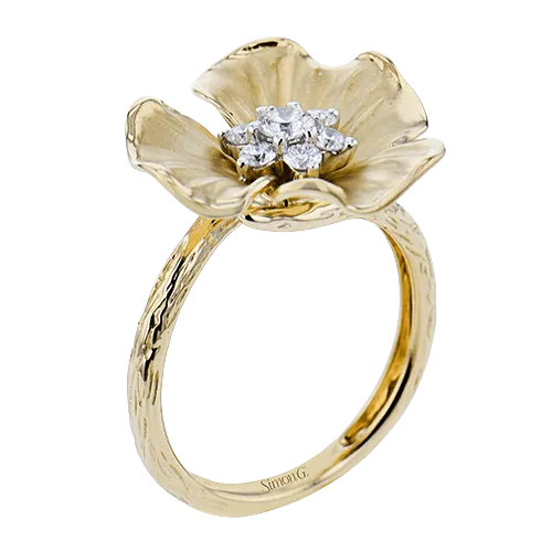 Flower Fashion Ring In 18k Gold With Diamonds