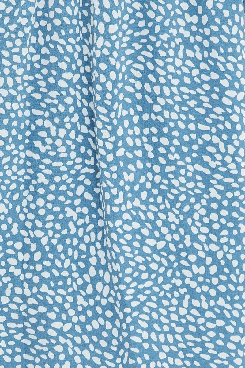 Geo Print Ruffle Skater Dress