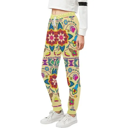 Geometric Floral Winter-Vanilla Women's Sweatpants