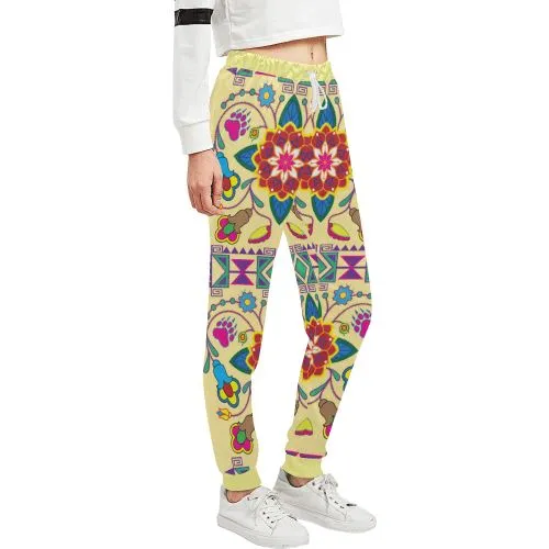 Geometric Floral Winter-Vanilla Women's Sweatpants