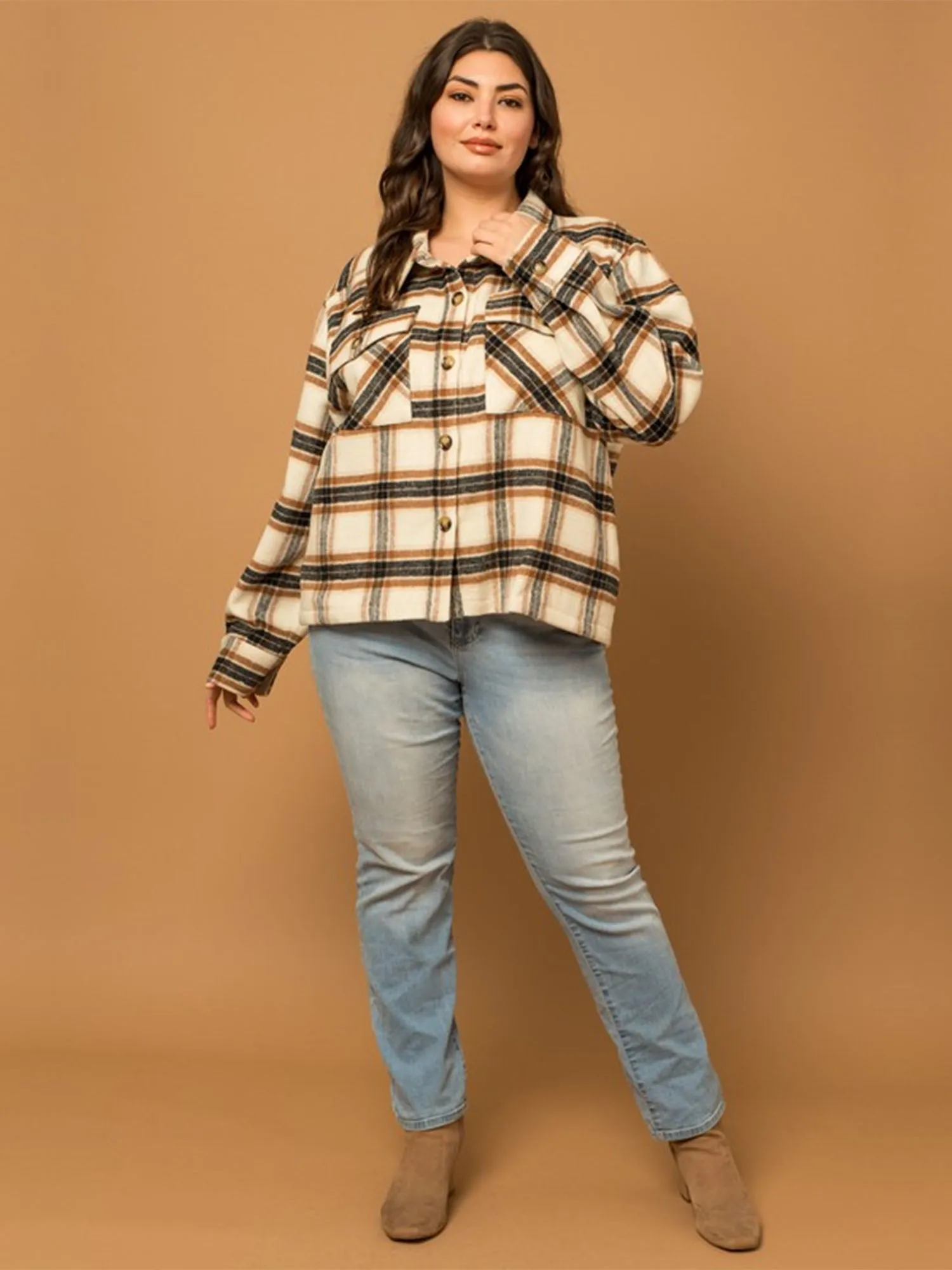 Gilli Plus Long Sleeve Plaid Shacket - Brands We Love