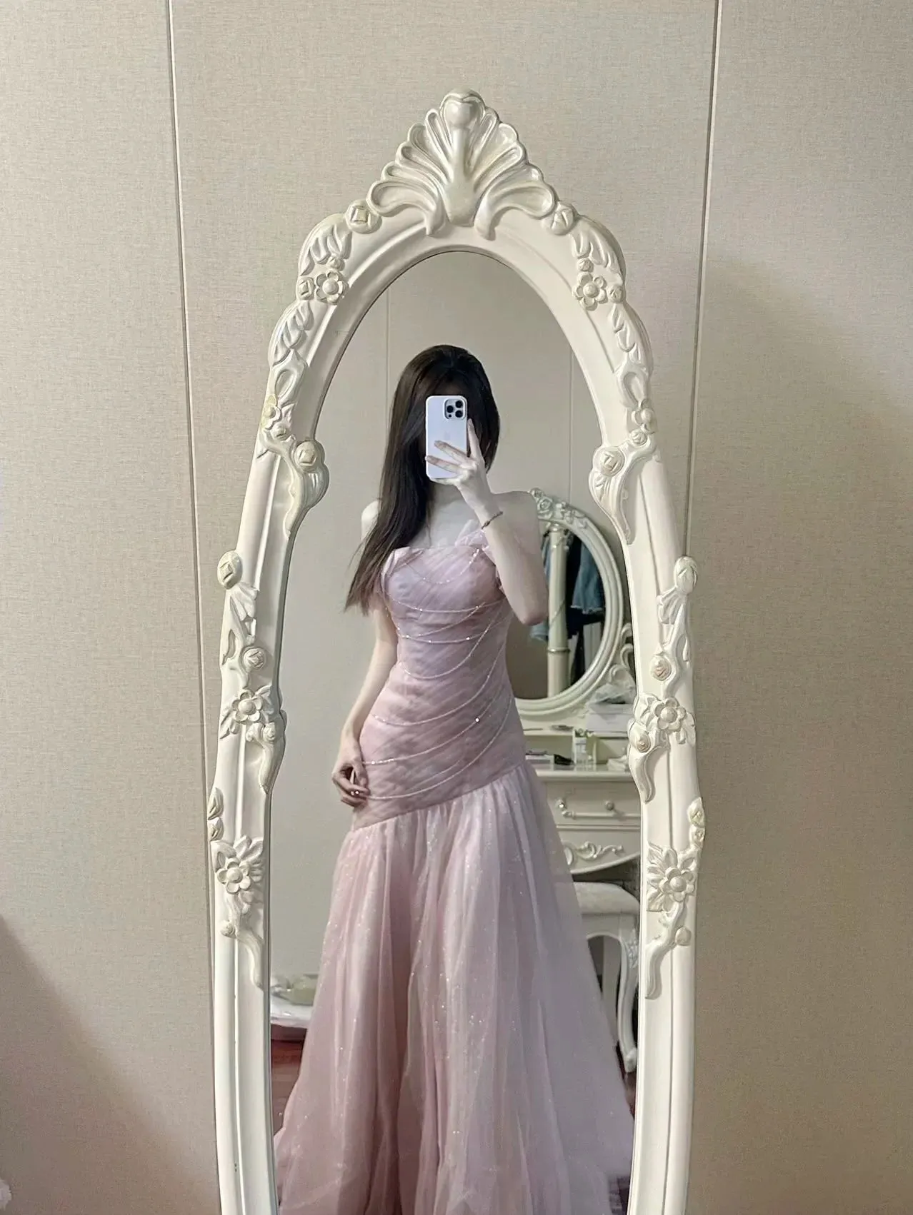 Girlary Fairy Evening Dresses Temperament Purple Pink Beading Chain Tassel Ruffle Asymmetric Bride Wedding Celebrity Gowns 2024