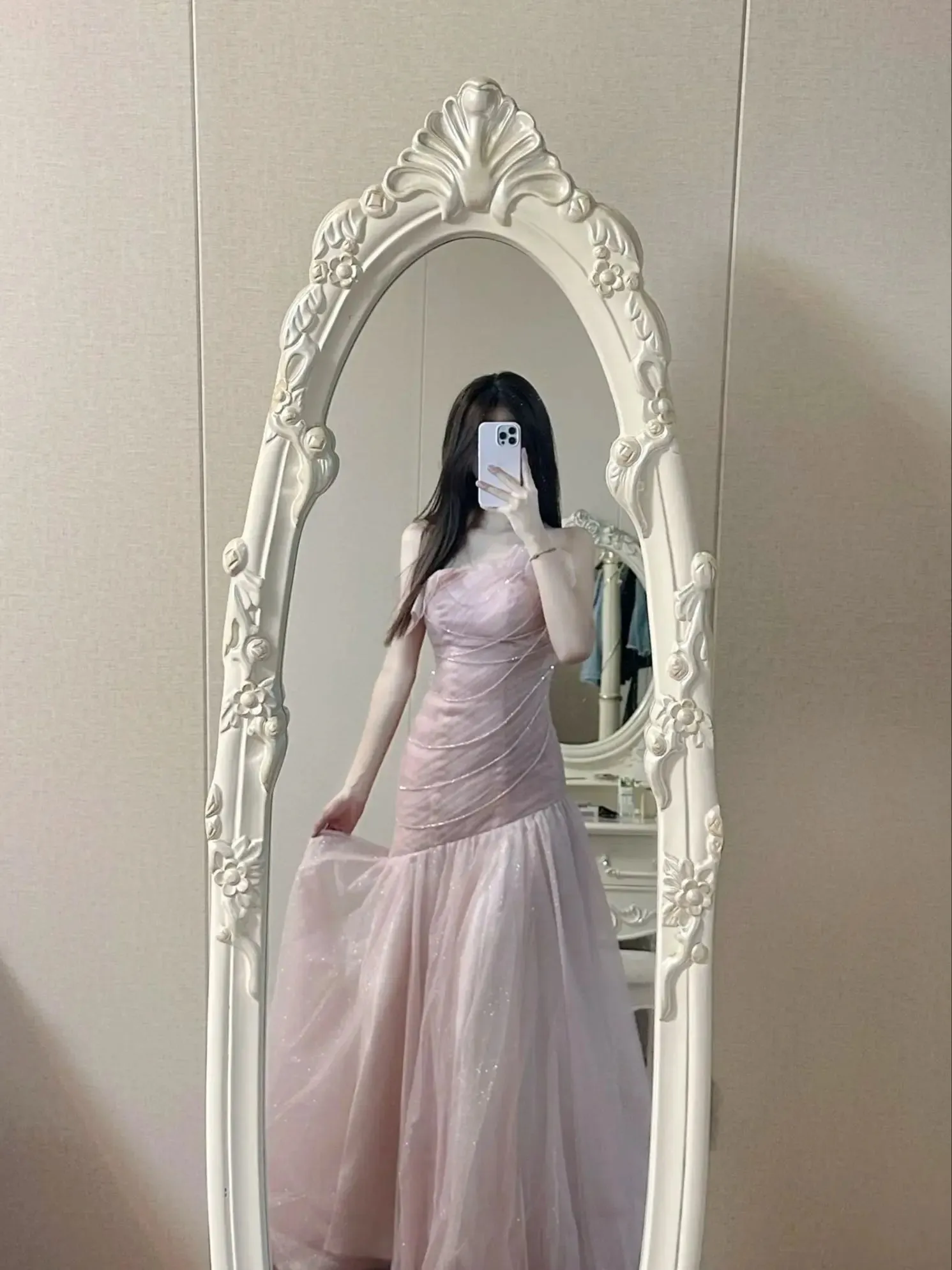 Girlary Fairy Evening Dresses Temperament Purple Pink Beading Chain Tassel Ruffle Asymmetric Bride Wedding Celebrity Gowns 2024