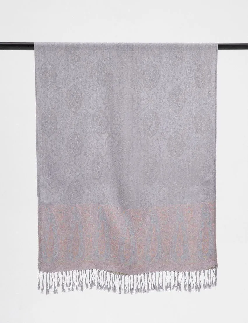 Gray Border Pashmina