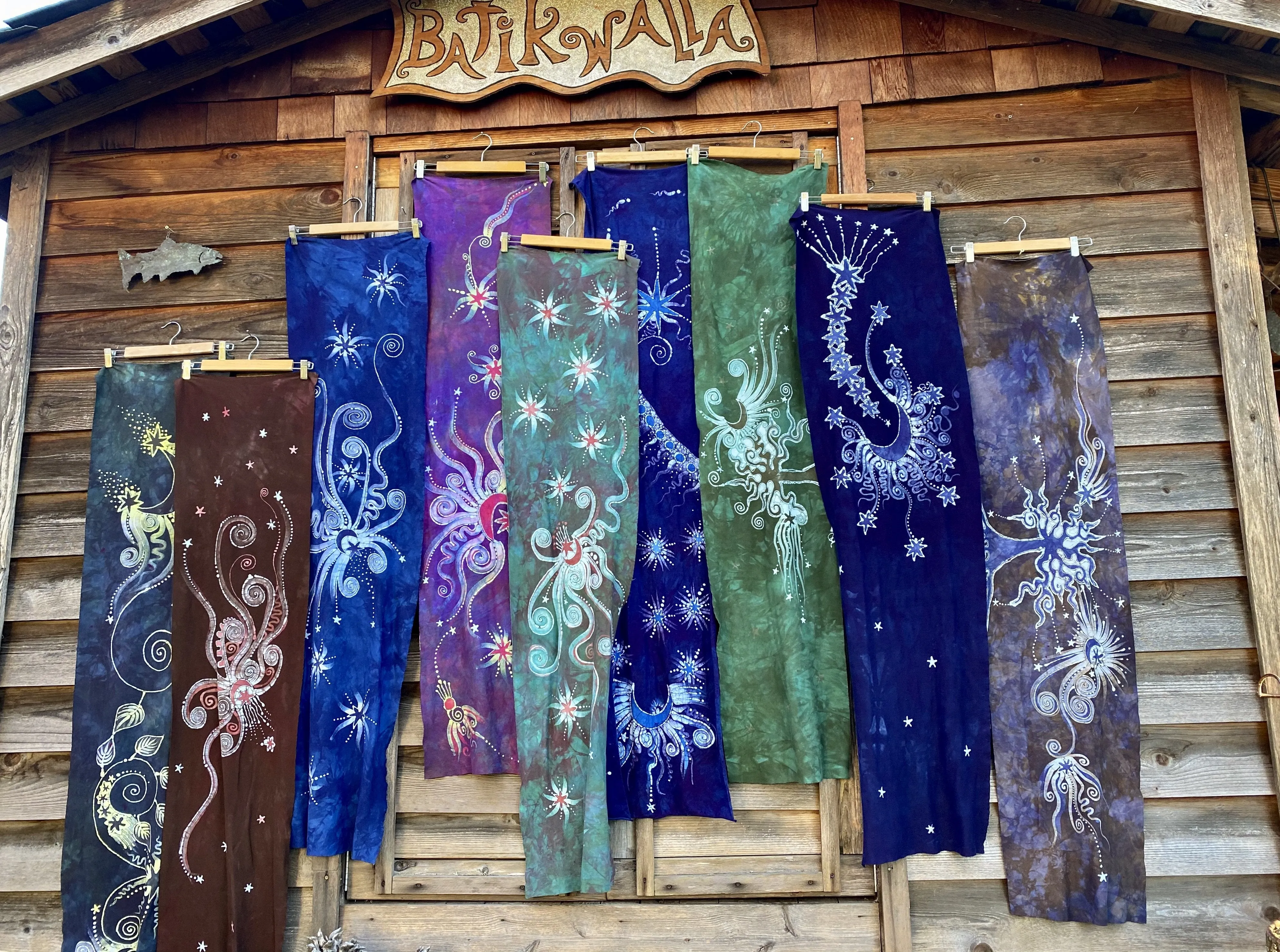 Guided By Stars Navy Blue Night  - Hand Painted Organic Knit Fabric Scarf