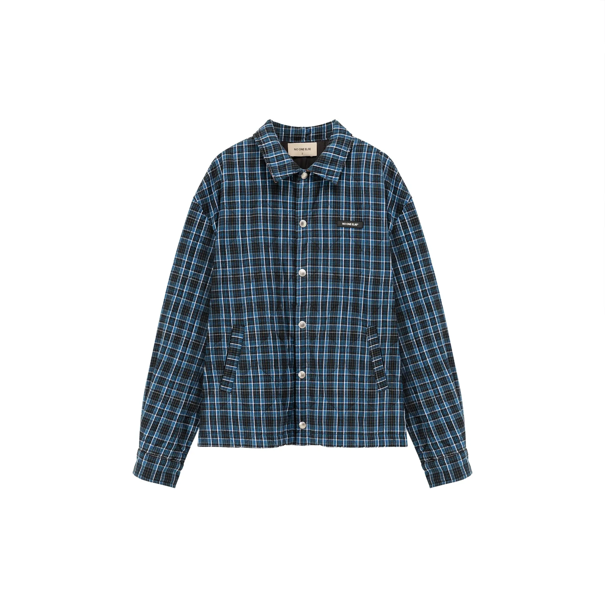 High Neck Check Quilted Shacket