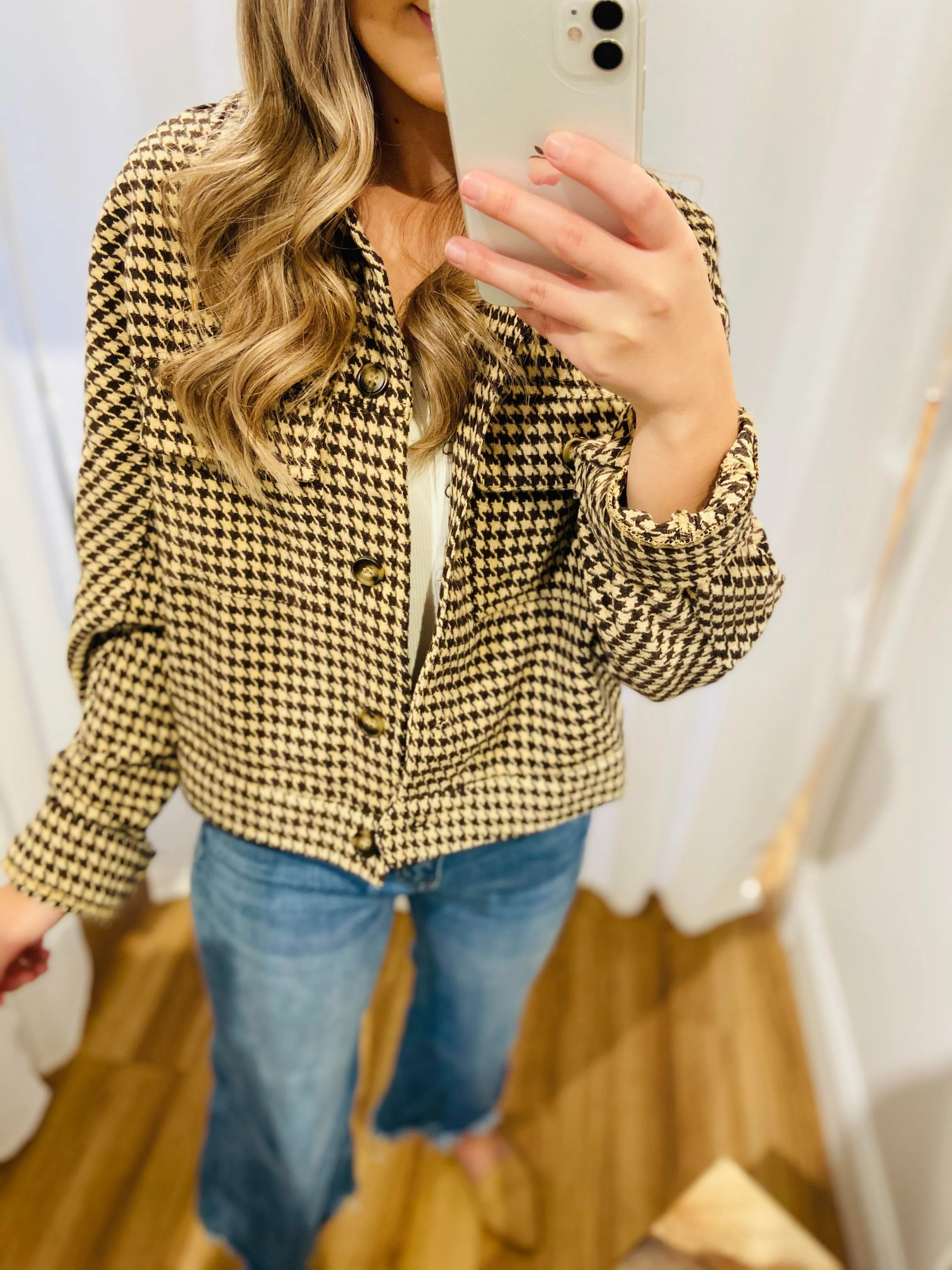 Houndstooth Jacket in Mocha