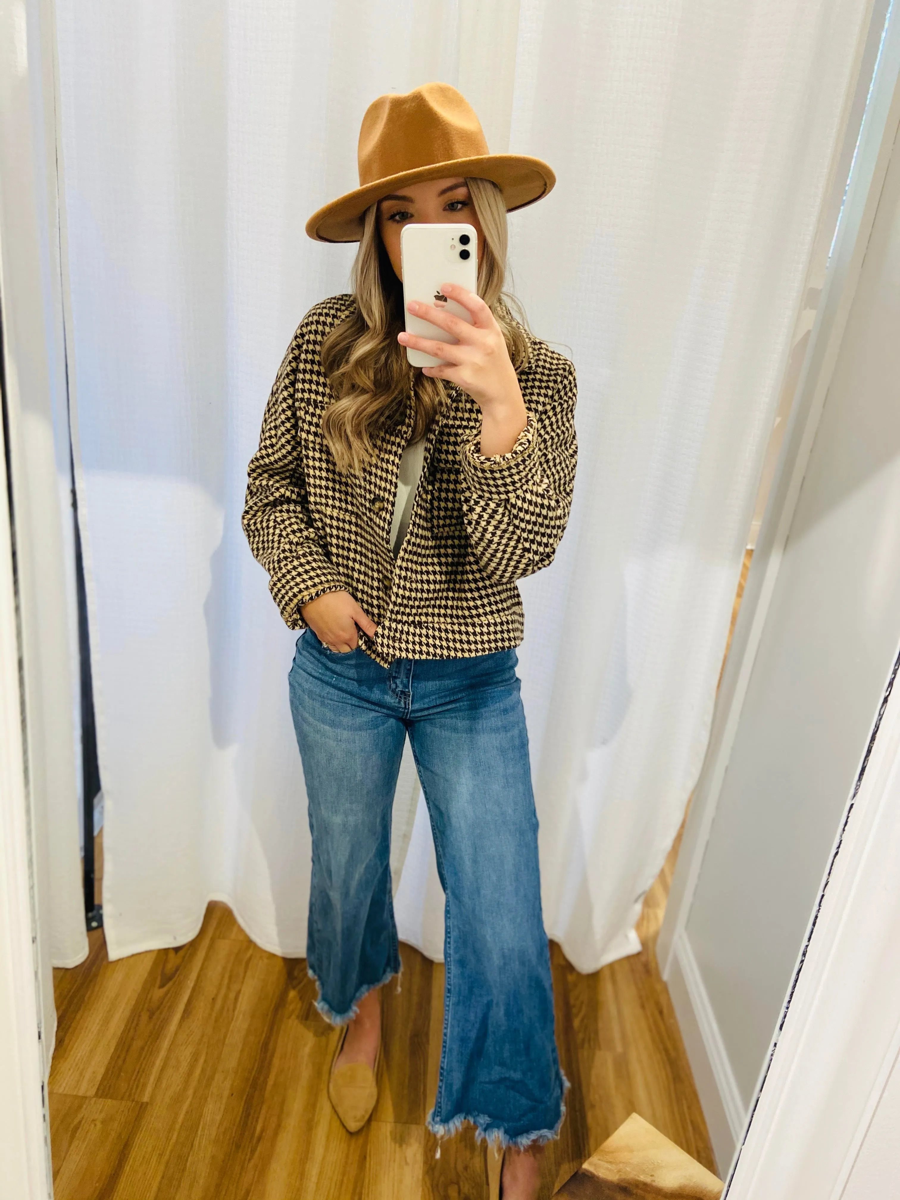 Houndstooth Jacket in Mocha
