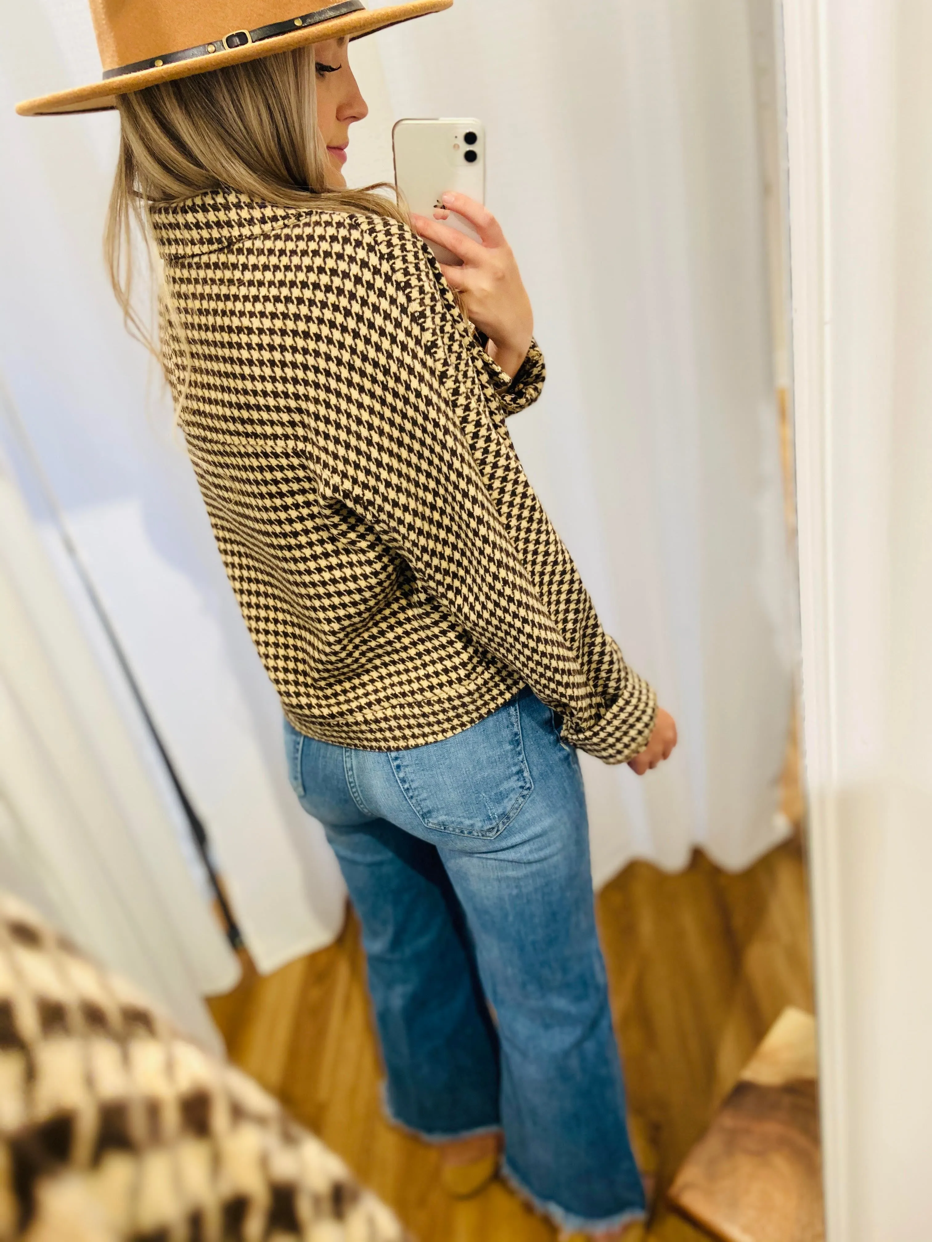 Houndstooth Jacket in Mocha