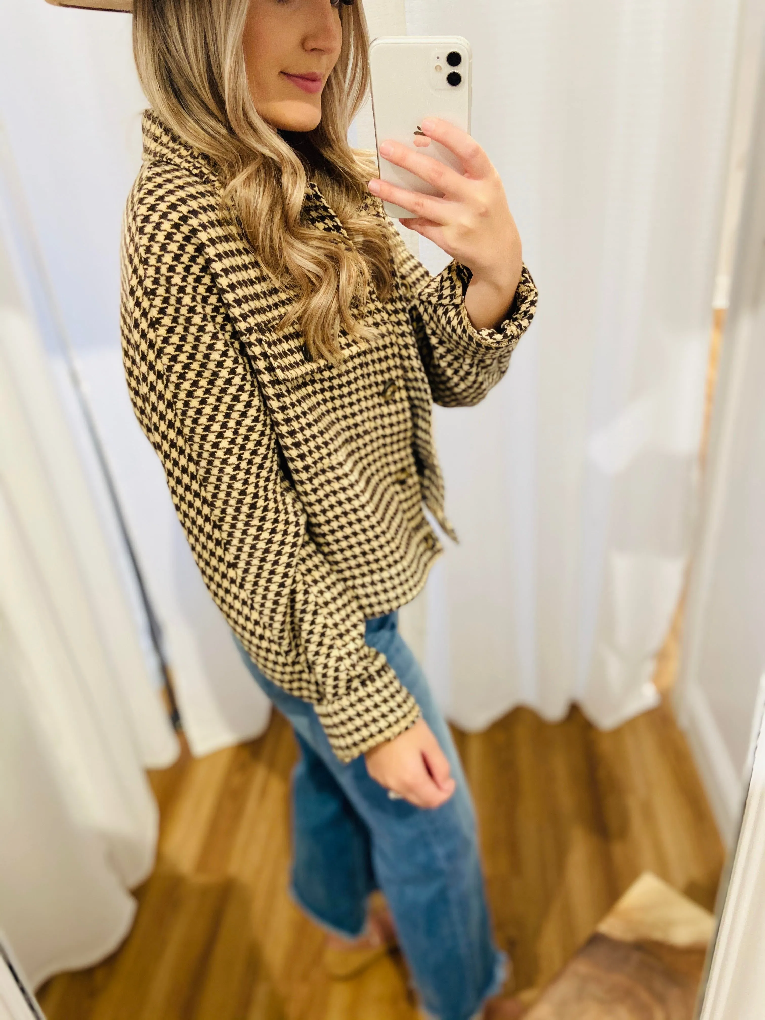 Houndstooth Jacket in Mocha