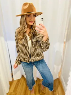 Houndstooth Jacket in Mocha