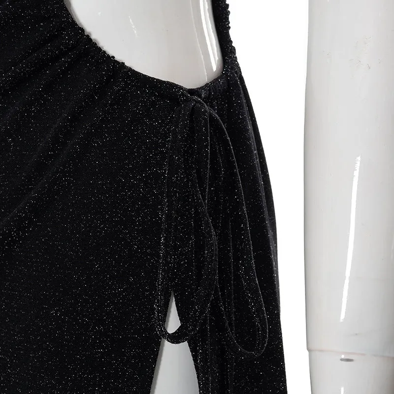 hulianfu Dresses For Women  Summer Elegant Black Skinny Sexy Cutout  Casual Evening Party Prom Mini Dress Vestidos Outfits Clothes