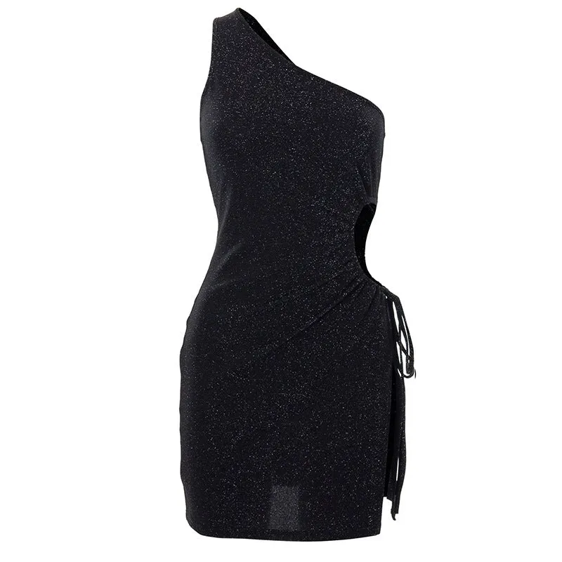hulianfu Dresses For Women  Summer Elegant Black Skinny Sexy Cutout  Casual Evening Party Prom Mini Dress Vestidos Outfits Clothes