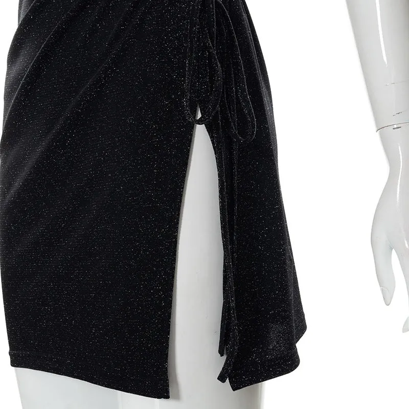 hulianfu Dresses For Women  Summer Elegant Black Skinny Sexy Cutout  Casual Evening Party Prom Mini Dress Vestidos Outfits Clothes