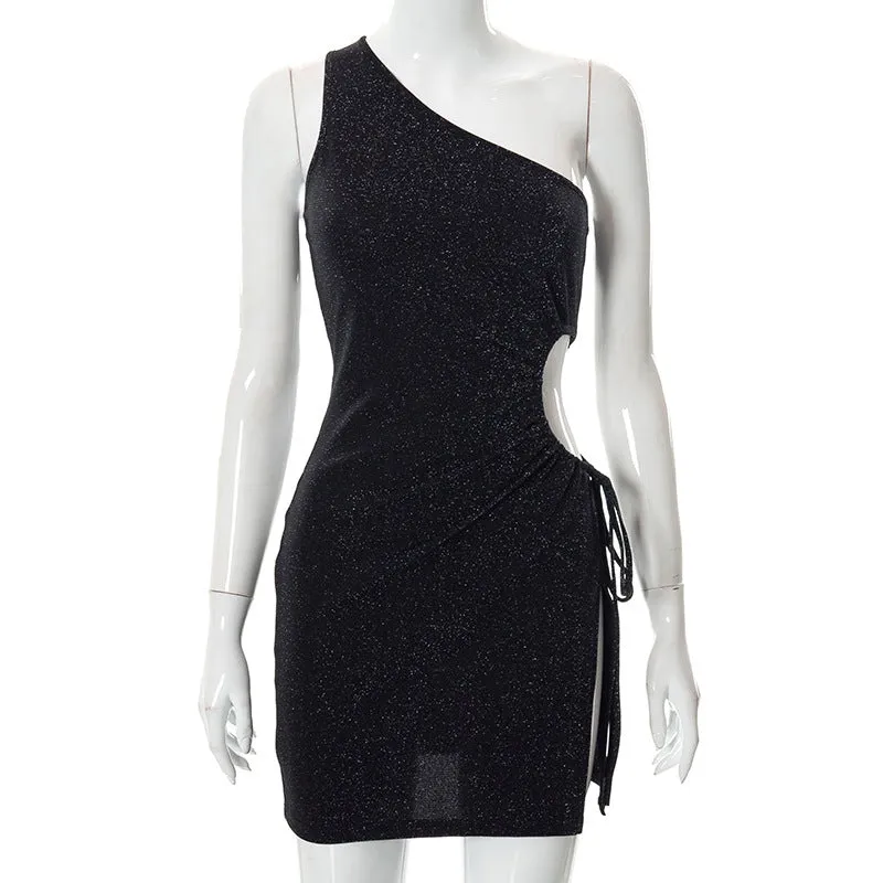 hulianfu Dresses For Women  Summer Elegant Black Skinny Sexy Cutout  Casual Evening Party Prom Mini Dress Vestidos Outfits Clothes