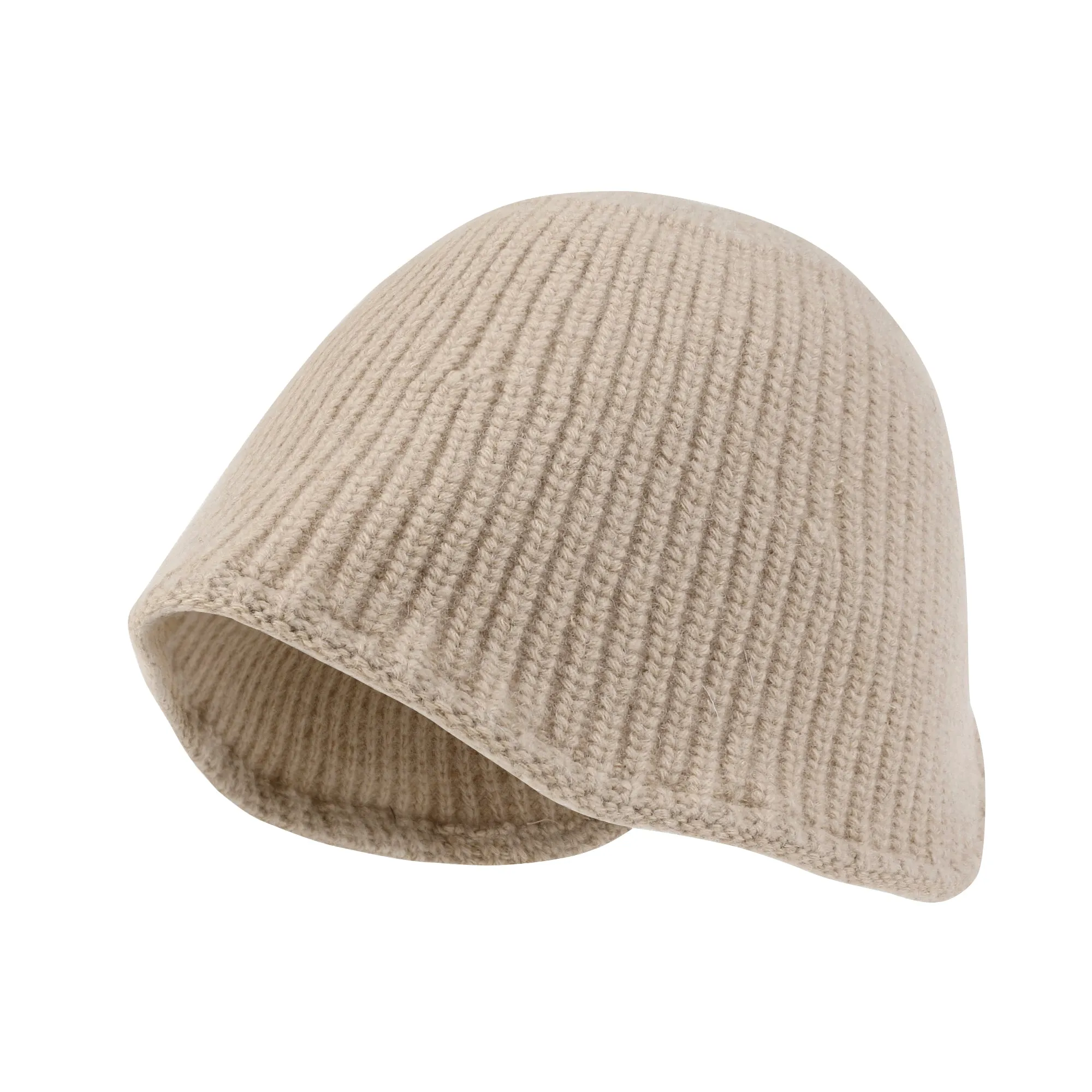 ililily Crochet Asymmetrical Brim Wool Blended Fedora Color Winter Bucket Hat