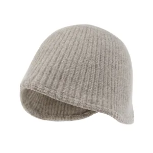 ililily Crochet Asymmetrical Brim Wool Blended Fedora Color Winter Bucket Hat